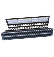Патч-панель PP3-19-48-8P8C-C6-110D 19дюйм 2U 48 портов RJ45 кат.6 Dual IDC ROHS черн. (задн. каб. организат. в компл.) Hyperline 246108