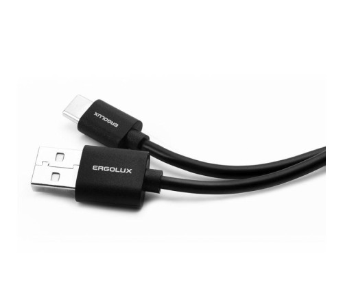 Кабель USB-Type C 2А 1м зарядка + передача данных черн. (пакет) ERGOLUX 15089 Кабель USB-Type C 2А 1м зарядка + передача данных черн. (пакет) ERGOLUX 15089